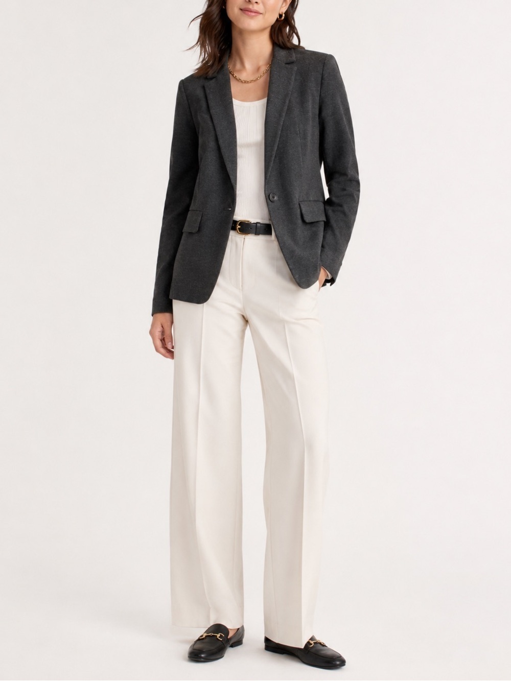 J Crew 365 Classic Grey Blazer Size 4 Professional Casual Preppy Academia